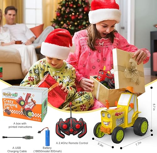 Miniatura 6 de Juguete de auto de salto loco, auto a control remoto, nuevo auto inalámbrico 2023 con luz LED y música mecedora, regalo de auto RC recargable para