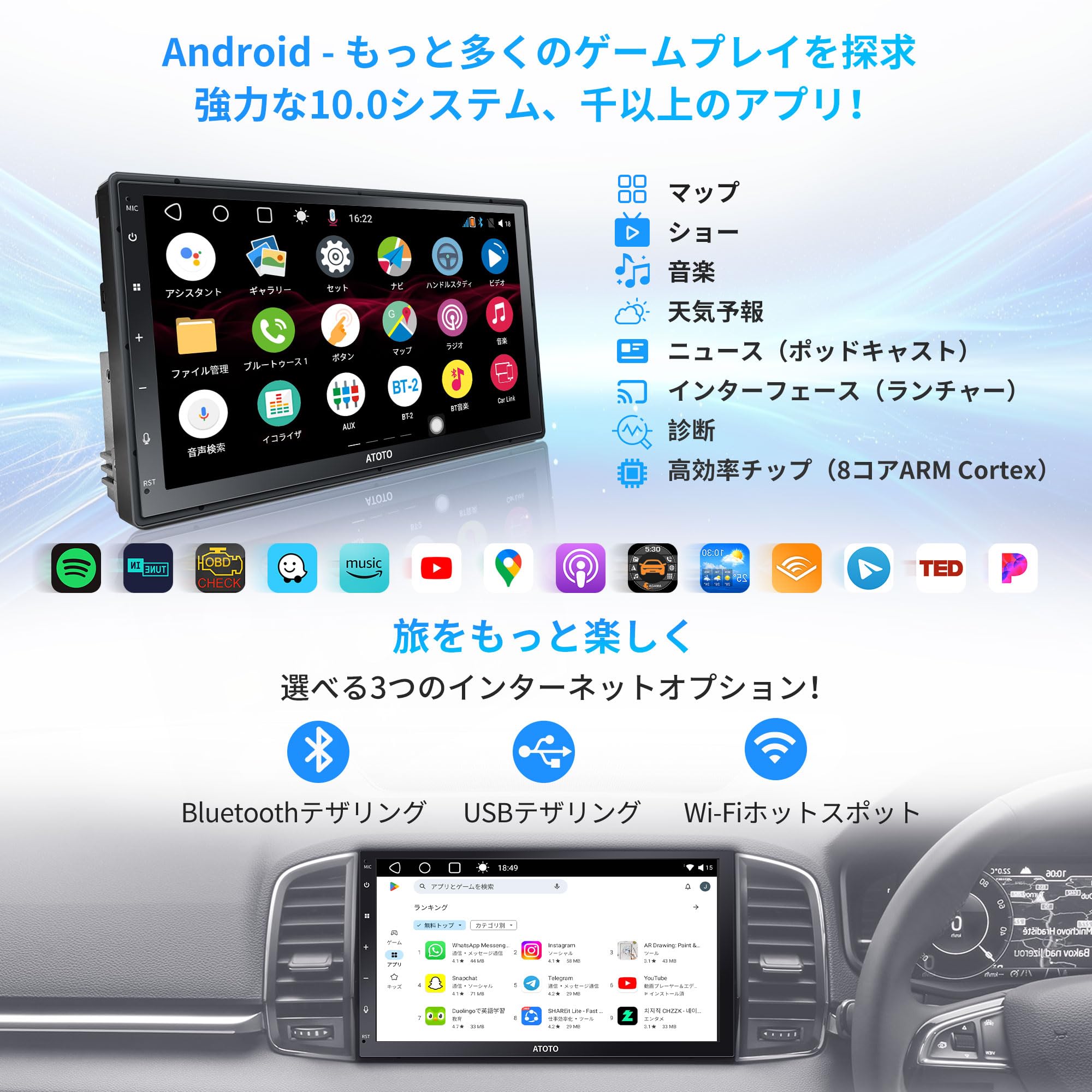Amazon.co.jp: A6PF Android カーナビ 2din オーディオディスプレイ 