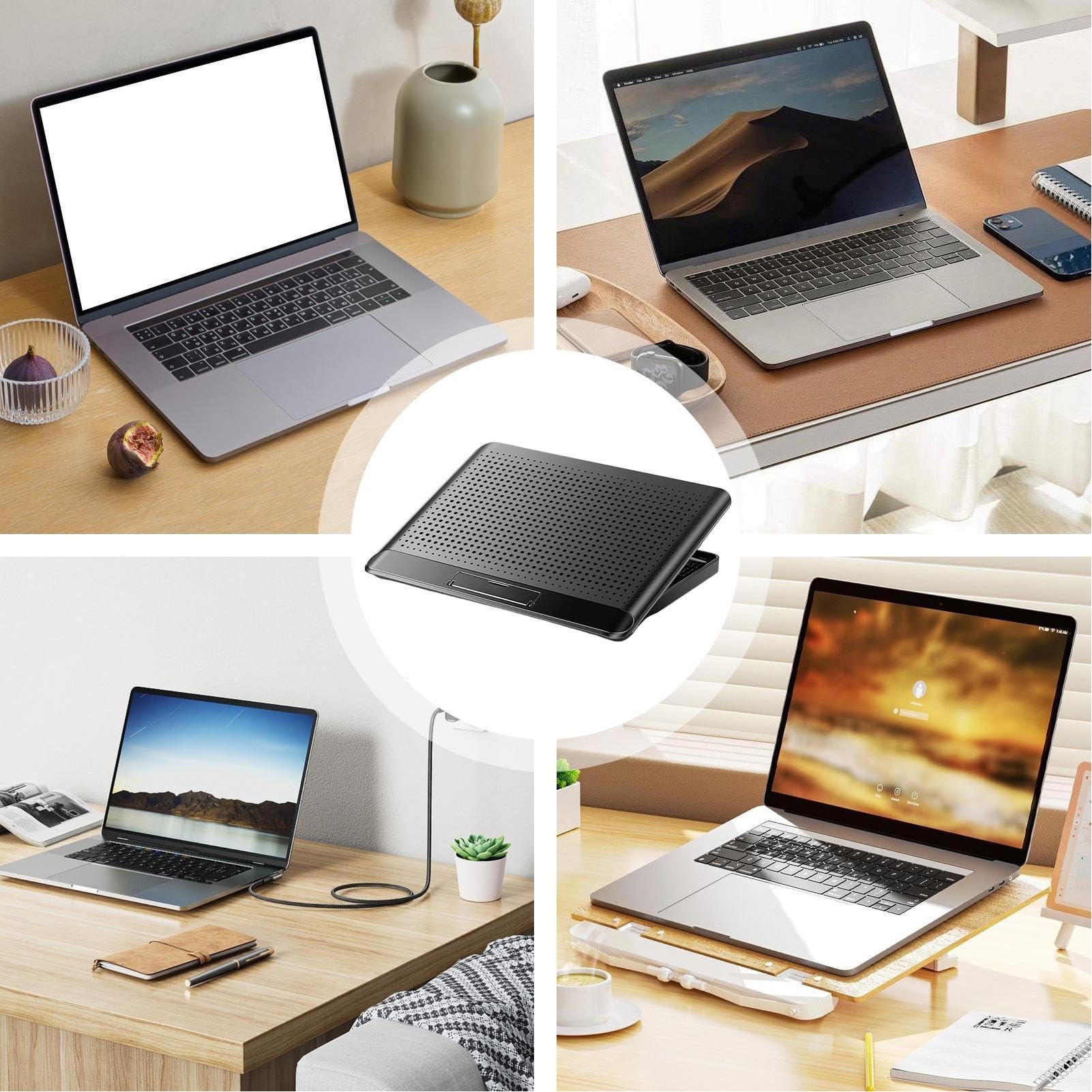 na laptopa – podkładka chłodząca do urządzeń, regulowana podstawa chłodnicy, cichy wentylator komputerowy, stabilny spód zapewniający stabilność, elektroniczna redukcja temperatury, akcesoria