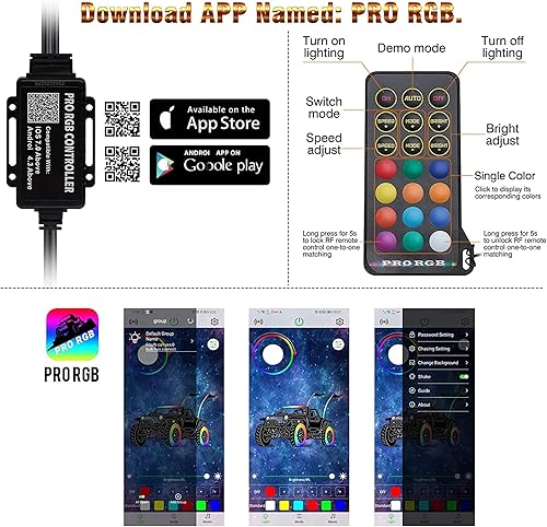 Vista 7 de OTOMO Anillo de rueda ajustable de 18 a 14 pulgadas, luces de flujo de 2 filas DREAMCOLORS APP&IR, 696 LED persigue luz de borde de neón con freno