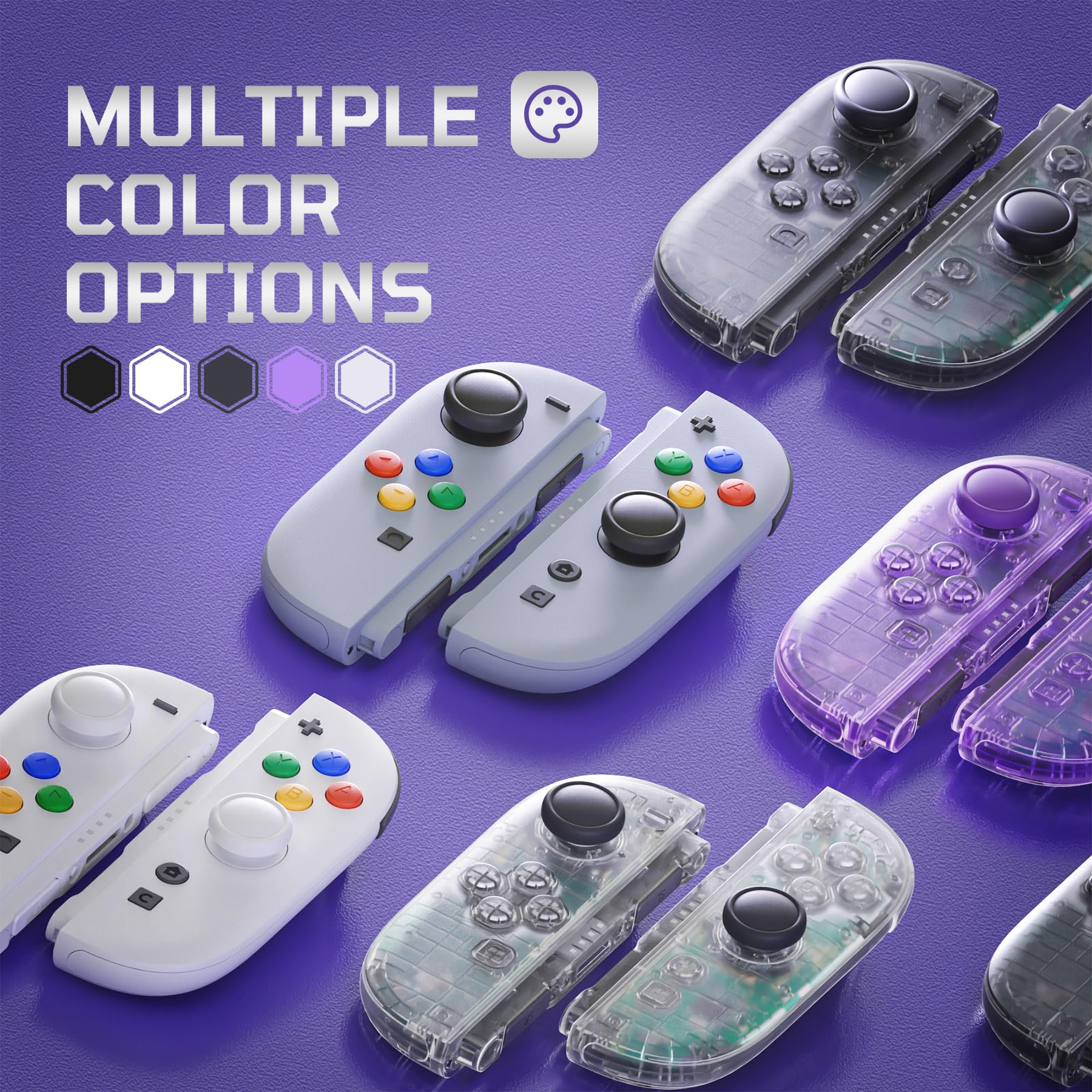 eXtremeRate DIY-Ersatz 3D Joysticks & Grips Stickkappen & Handgelenkschlaufen Shell Reparatur Set für Switch 2 Joycons-Schwarz
