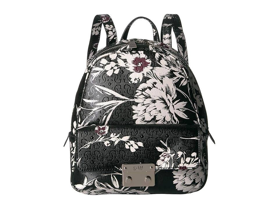 

GUESS Tamra Small Backpack (Black Floral) Backpack Bags, Multi