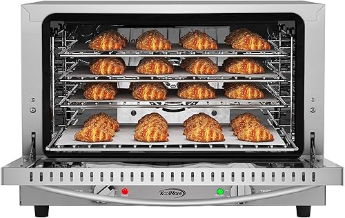 Miniatura 2 de KoolMore Horno de convección comercial de 23 pulgadas para sartenes de tamaño medio con 4 estantes de 1600 W de potencia en acero inoxidable,