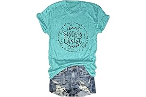 Sisters In Christ Gifts For Women Christian T-Shirt Graphic Faith Summer Casual Short Sleeve Tops