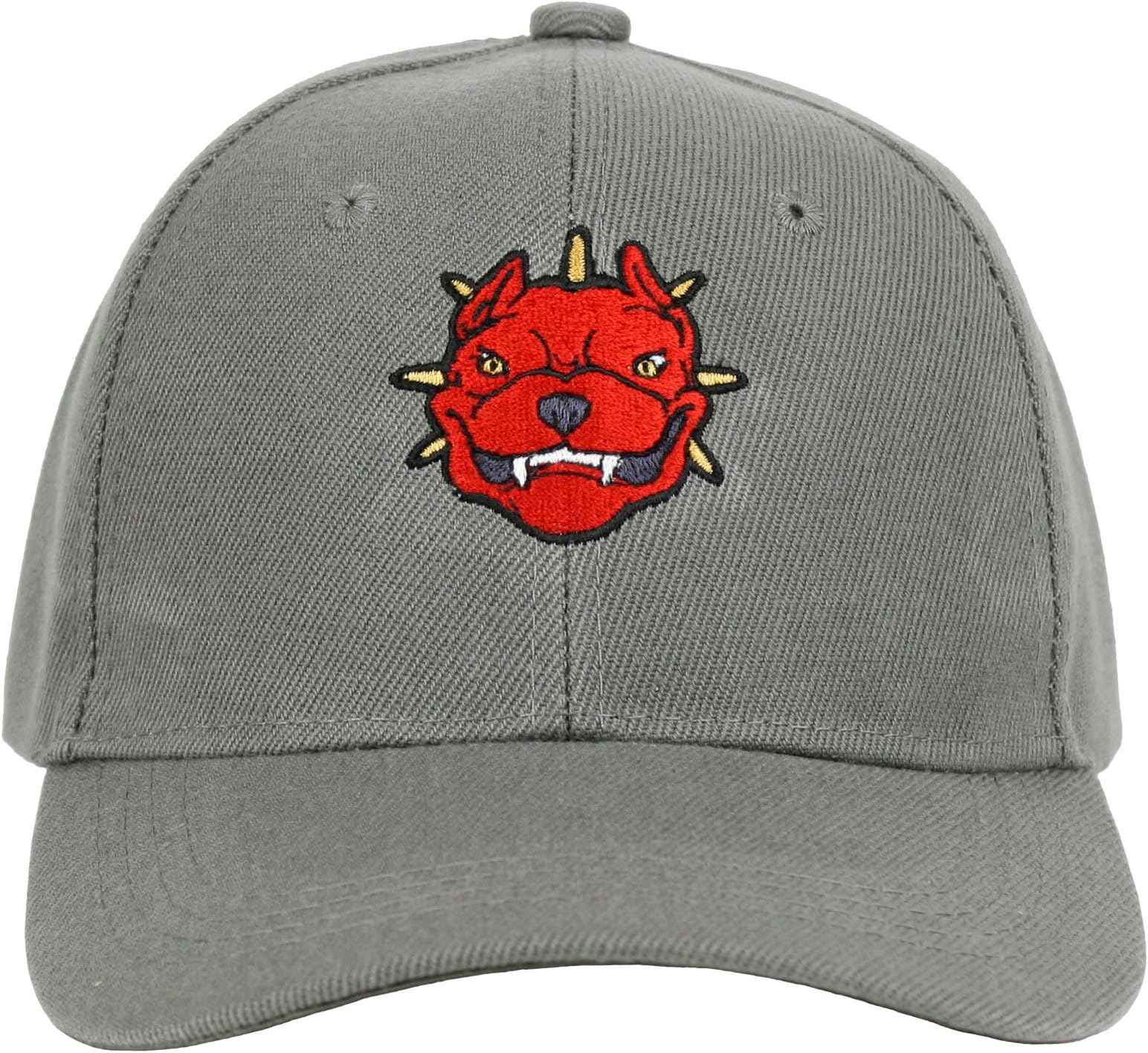 KooL Hop Grin American Red Pit Bull Dog Breed Embroidered Baseball Cap Hat Medium/Large Dark Grey