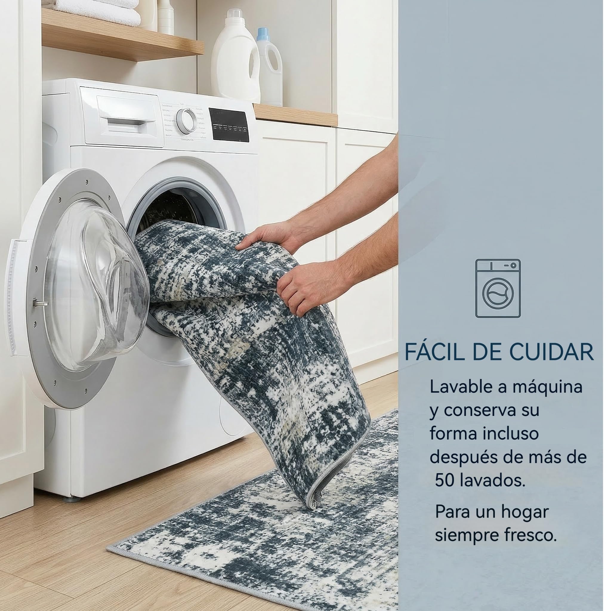 Alfombra Salon Grande Lavable en Lavadora, Gris Negro, 140x200cm | Alfombra Pelo Corto Imitación Cachemira Abstracta Antideslizante para Dormitorio
