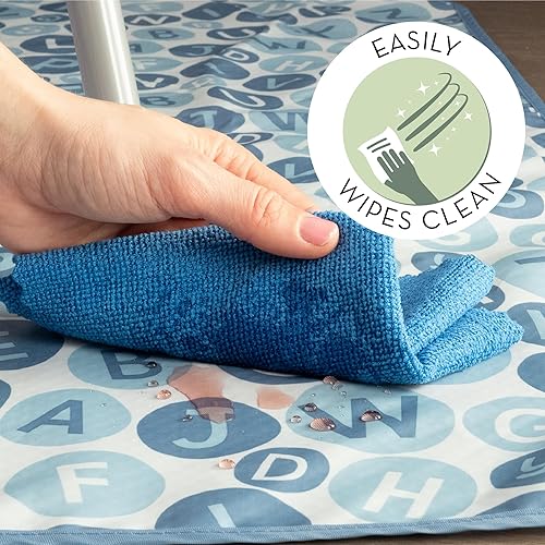 Miniatura 3 de S&T INC. Tapete de salpicaduras para debajo de la silla alta, resistente al agua, 42 x 42 pulgadas, alfabeto azul Alfabeto azul,Verde,Dispersión
