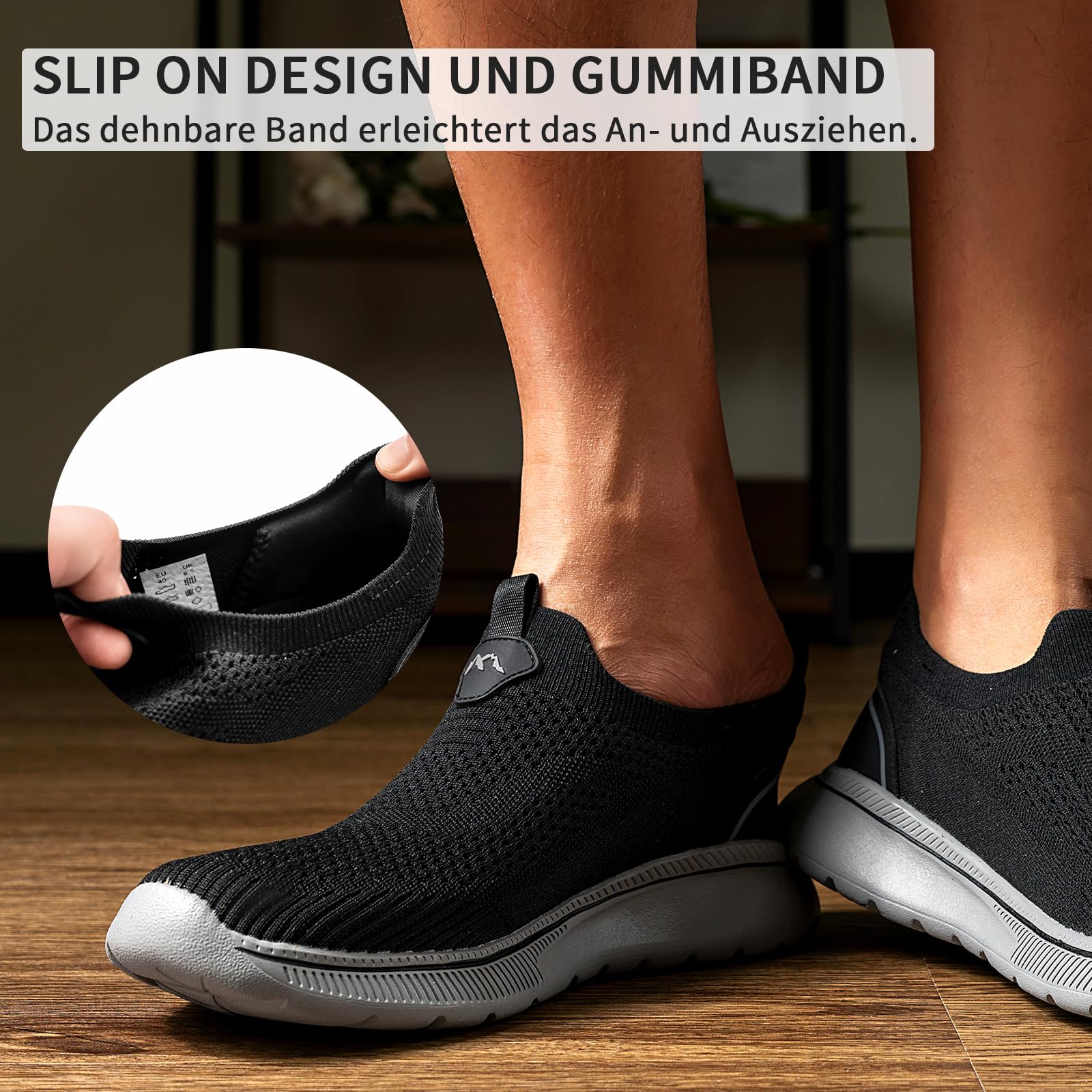 ODCKOI Męskie Sneaker, Bez Sznurowadeł, Wsuwane, Z Siateczki, Oddychające, Lekkie Buty Do Biegania, Na Co Dzień, Wygodne Buty Sportowe