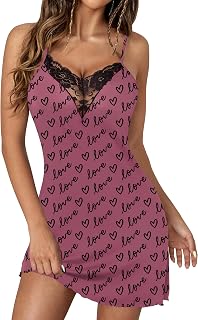 Ekouaer Sexy Nightgown for Women Lace Lingerie Slip Dress Babydoll Chemise | Women Spaghetti Strap Night Gowns Sleepwear V Neck Nightwear Sexy Chemise Nightie Sexy Floral Lace Trim Slip Sleep Dress