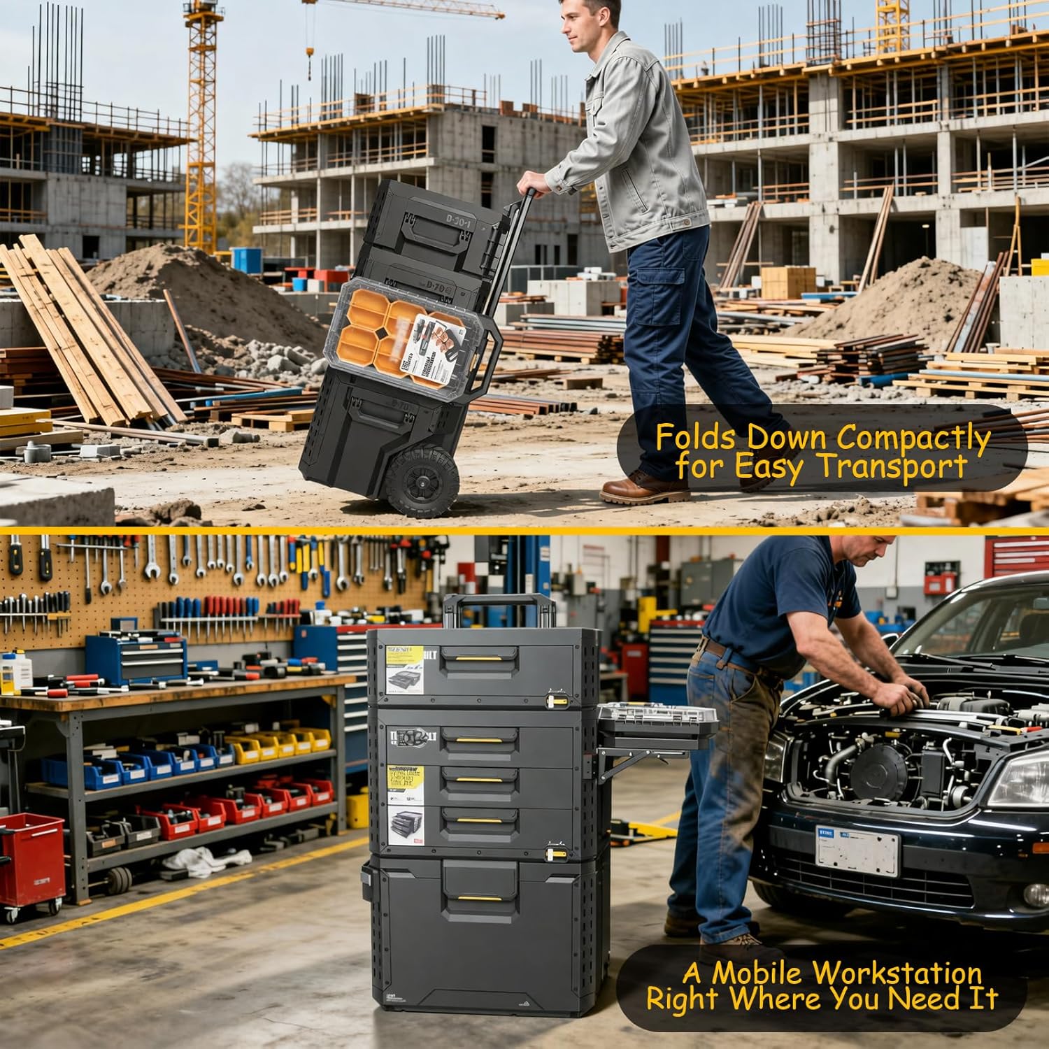 Foldable Mounting Plate Compatible with ToughBuilt StackTech Compact Tool Box,Tool Bag, Side Organizer Attachment for Packout Toolbox Expansion, Packout Storage Bracket