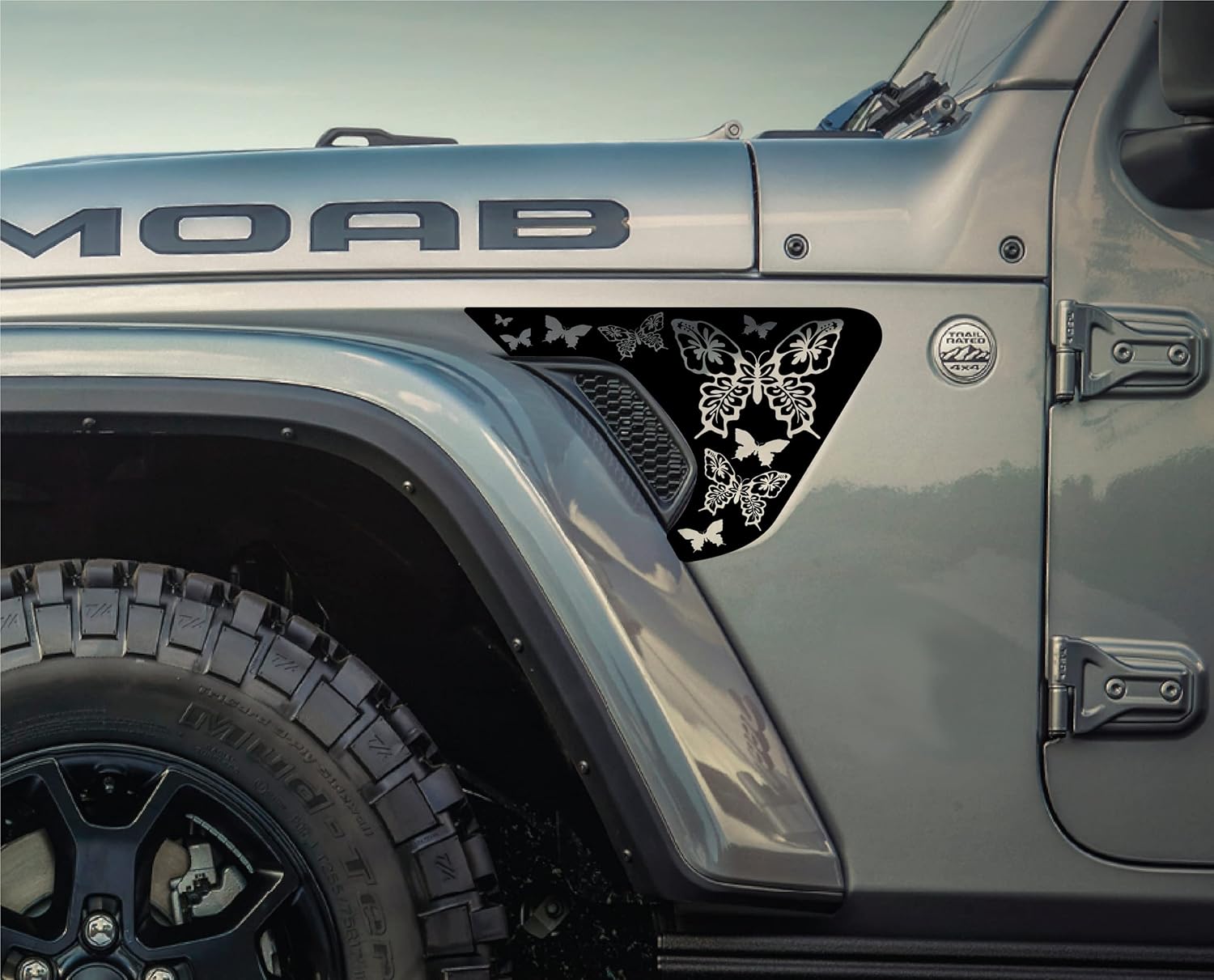 AnyStickerYouWant - Butterflies Fender Vent Vinyl Decal Sticker Fits & Compatible with Jeep Wrangler JL/Jeep Gladiator JT 2018+ Butterflies Print (Any Color You Want)