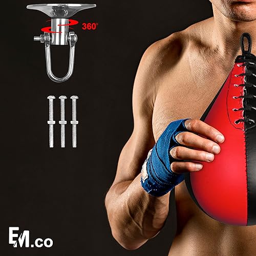 Miniatura 7 de Saco de boxeo resistente para boxeo, Speedball de cuero con giratorio duradero, perfecto para entrenamiento y fortalecimiento en boxeo y artes
