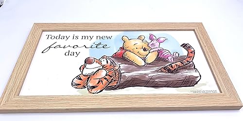 Miniatura 3 de Silver Buffalo Disney Winnie the Pooh and Friends Gel Coat 10 x 18 pulgadas enmarcado MDF arte de pared  Winnie the Pooh cita inspiradora "Today is