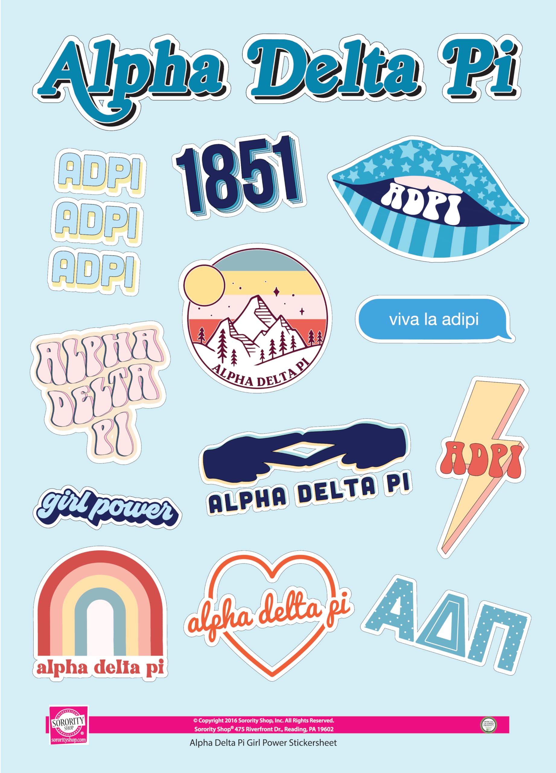 Alpha Delta Pi - Sticker Sheet - Girl Power Rangers Alpha Delta Pi ...