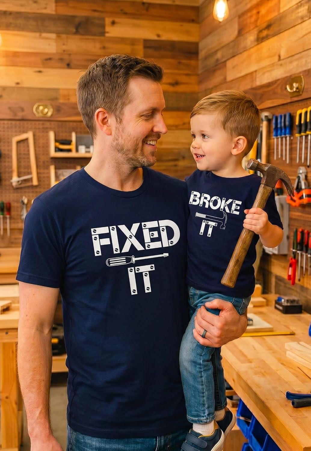 Tstars Fixed It Broke It Dad and Son Matching Shirts - Funny Father's Day Daddy and Toddler Outfit Set