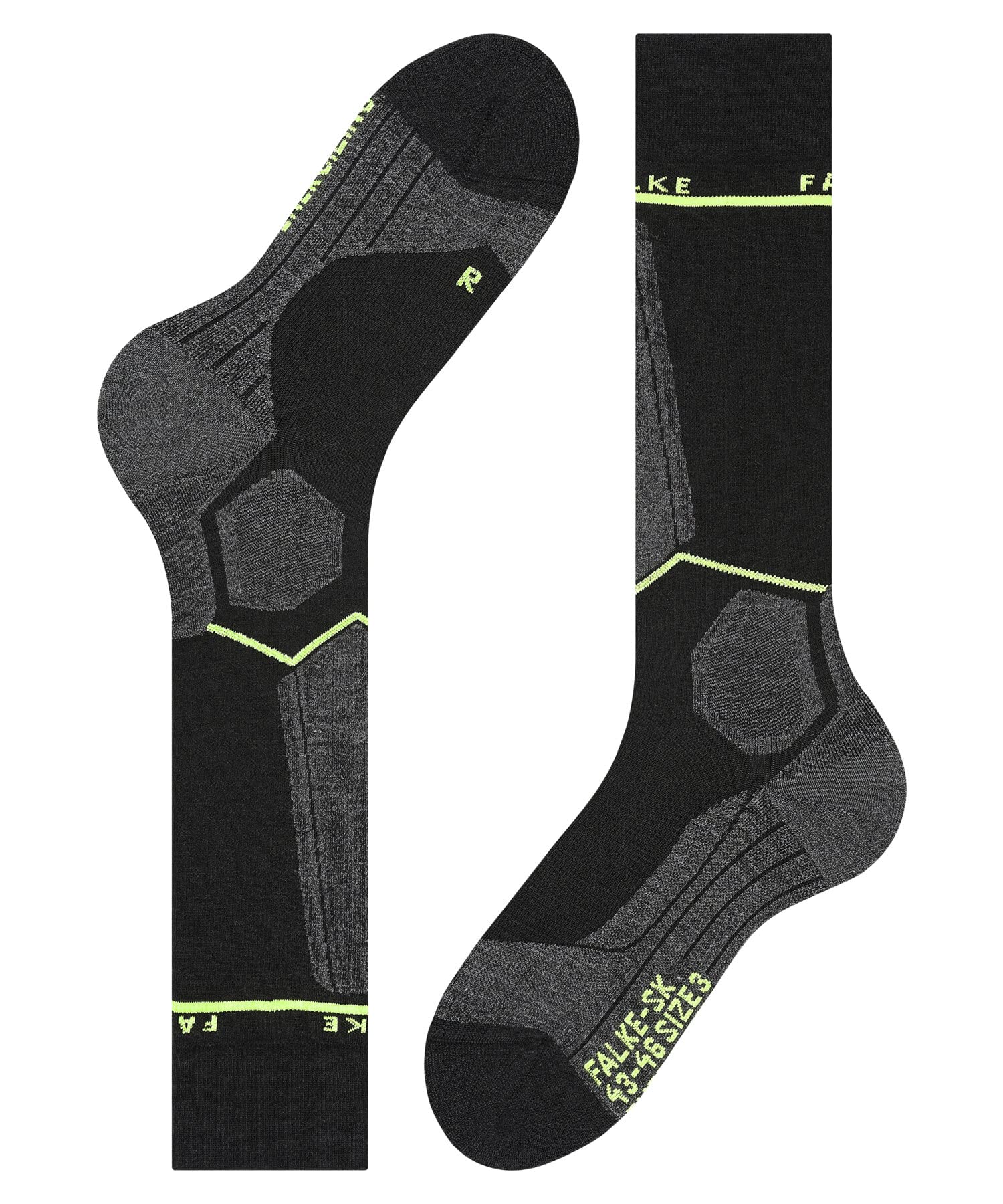 FALKE Skarpety narciarskie SK Energizing Wool M Oddychający Szybkoschnący Kompresyjne 1 Para Czarny Black-Lightning 39-42
