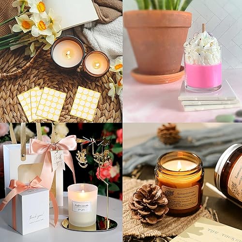 Miniatura 5 de yueton 480 calcomanías redondas de mecha de vela de 0.78 pulgadas, resistentes al calor, calcomanías de doble cara, se adhieren de forma estable en