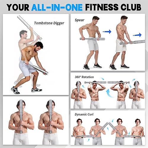 Miniatura 8 de Adjustable Macebell, 68-in-1 Indian Club Weighted for Strength Training (6.68.81113.215.417.619.822LBs), Shoulder & Grip Workouts, Progressive