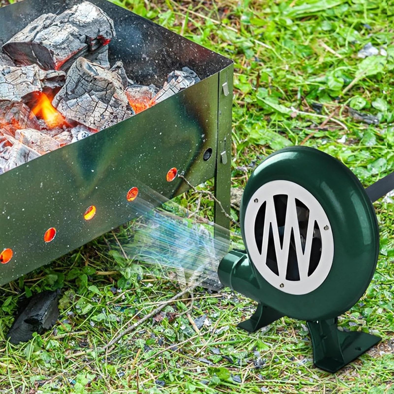 Kuźnia ręczna dmuchawa do kuźni - Iron Gear Fan Popcorn, dmuchawa do grilla wirówkowego, kratka z rozpałką węglową na kemping/piknik/zajęcia (350 W)