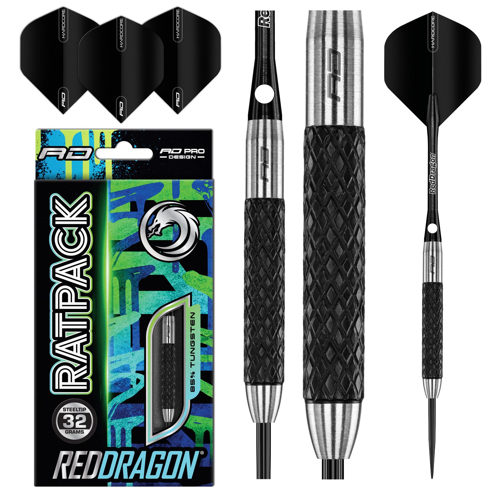RED Dragon Rat 26g, 28g, 25g, 30g, 32g or 35g Tungsten Darts Set with Flights and Stems