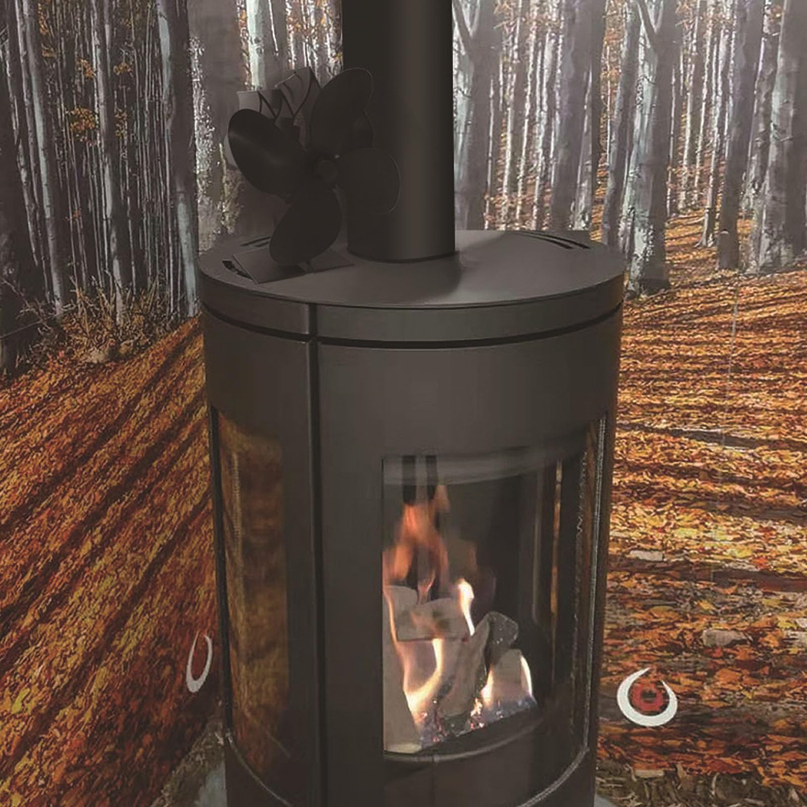 Fdit Ventilatore Termico per Stufa a Legna 5 Pale Design Ecologico (SILVER)
