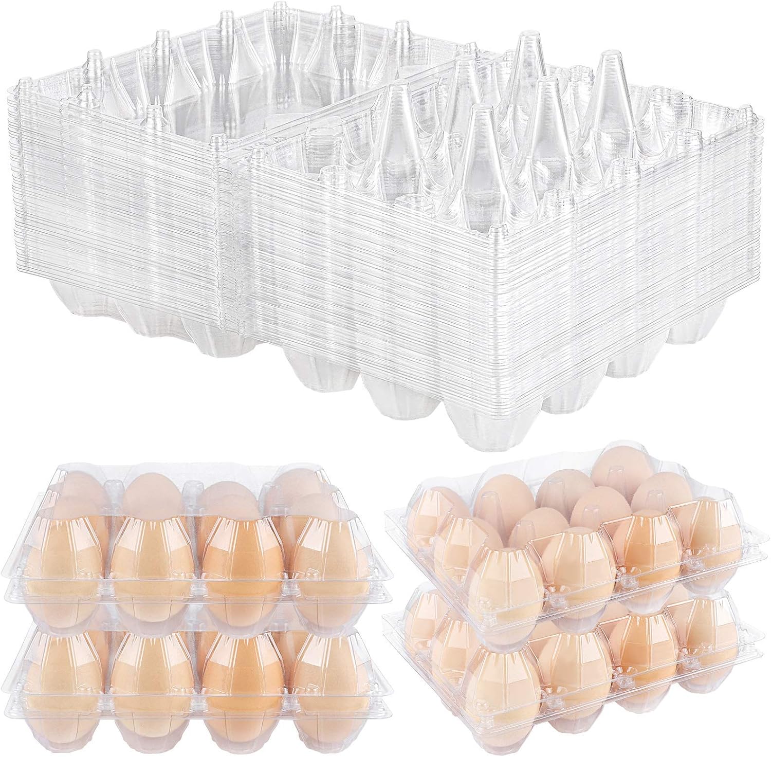 Ruisita 36 Pack Easter Disposable Plastic Egg Cartons Clear Egg Holder Eco-friendly Egg Tray Carton Holder Egg Storage Container for Chicken Farm, Family Pasture, Refrigerator Storage (12 Grids)