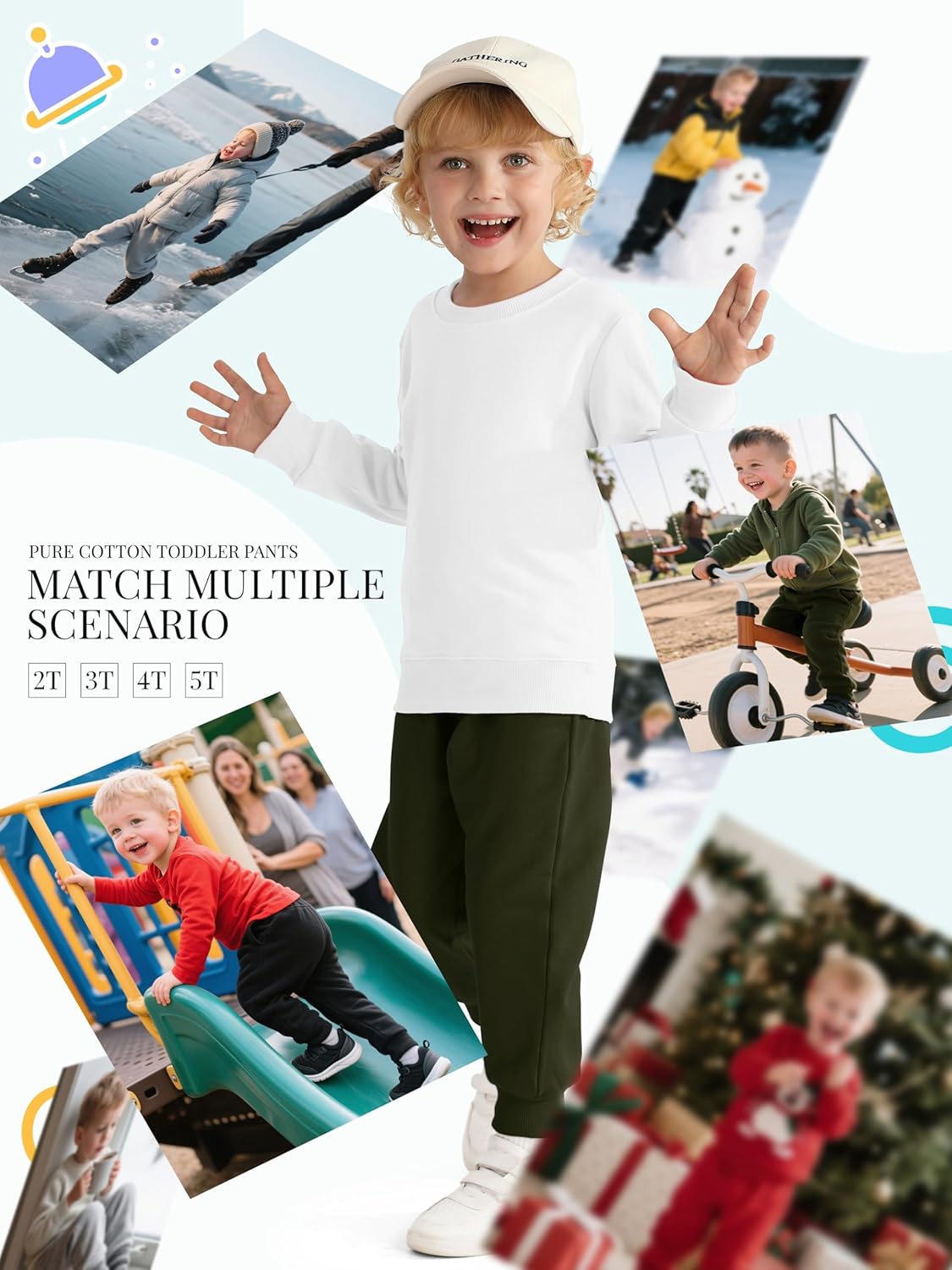 HXP 4 Pack Toddler Boys Sweatpants Pure Cotton Toddler Sweatpants Boys Kids Joggers Pants with Pocket Drawstring - Image 5