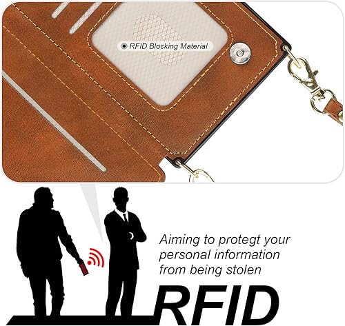 Miniatura 4 de Bocasal Funda tipo cartera cruzada para iPhone 13 Pro Max con soporte de ranura para tarjetas de bloqueo RFID, funda magnética con tapa, bolso de
