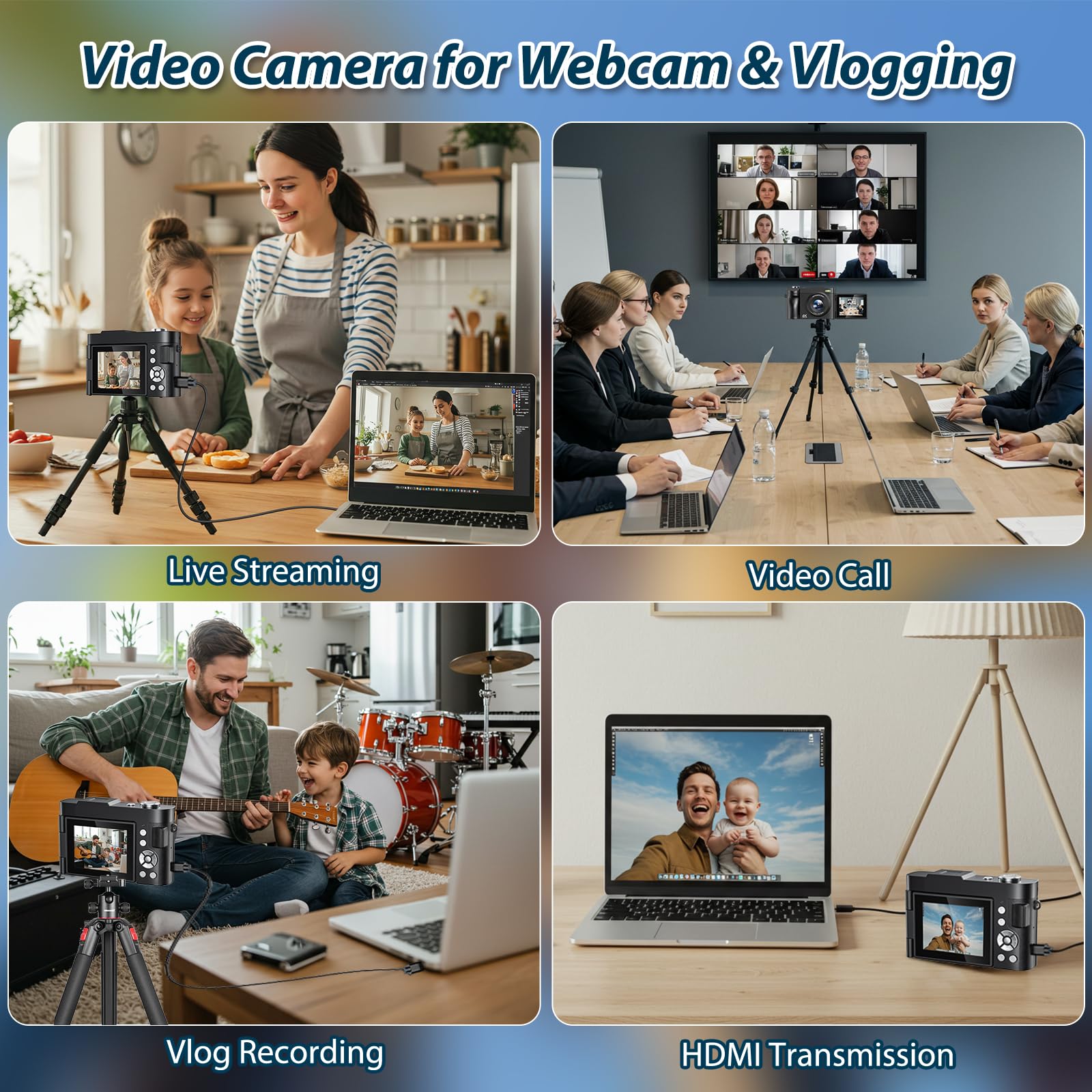 Cámara Digital 4K 50MP Cámara de Fotos Zoom Digital 16X Cámara Fotográfica 2.8" 180 ° Flip Pantalla Vlogging Cámara Compacta con Tarjeta De 32 GB para Principiantes Adolescentes