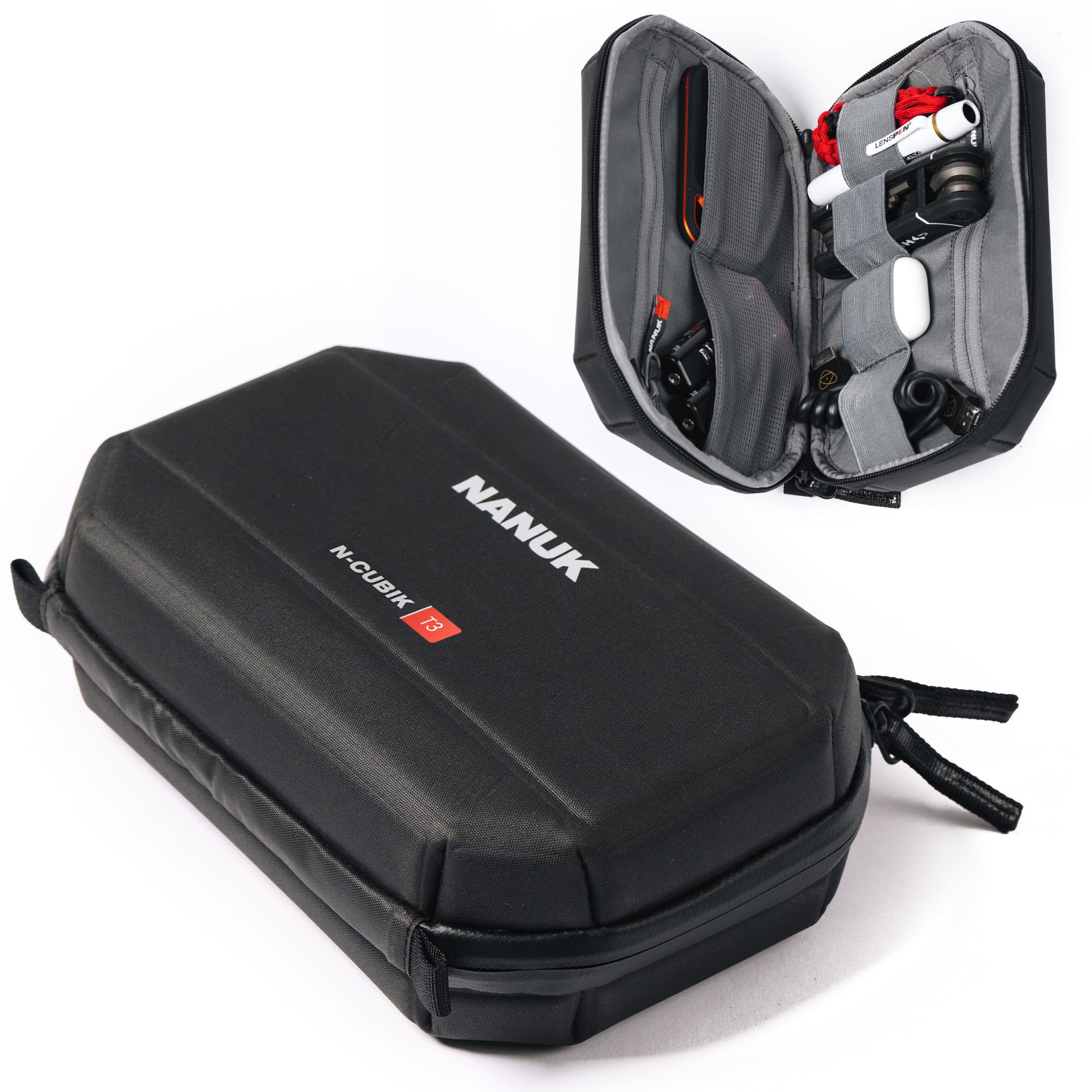NANUK N-Cubik T3 Camera Bag Insert – Water-Resistant Hard-Shell Pouch – Shockproof Protective Camera Insert for Backpack – Perfect for Accessories &