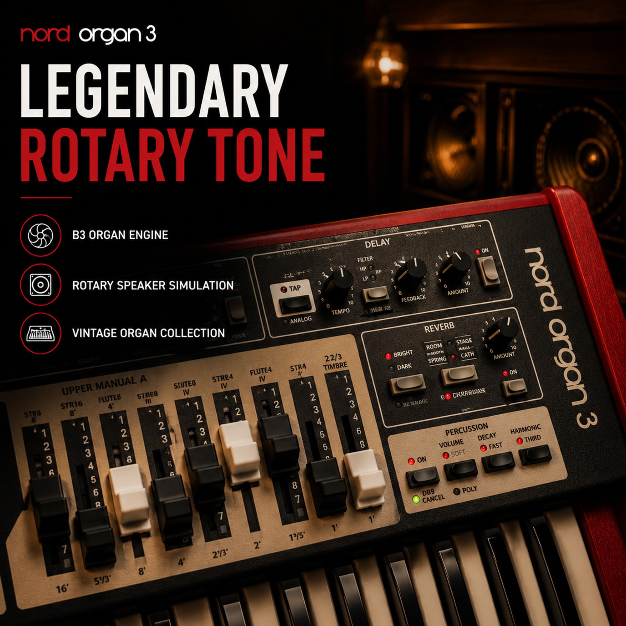 Amazon.com: Nord Organ 3 Dual 61-Key Combo Organ Bundle with