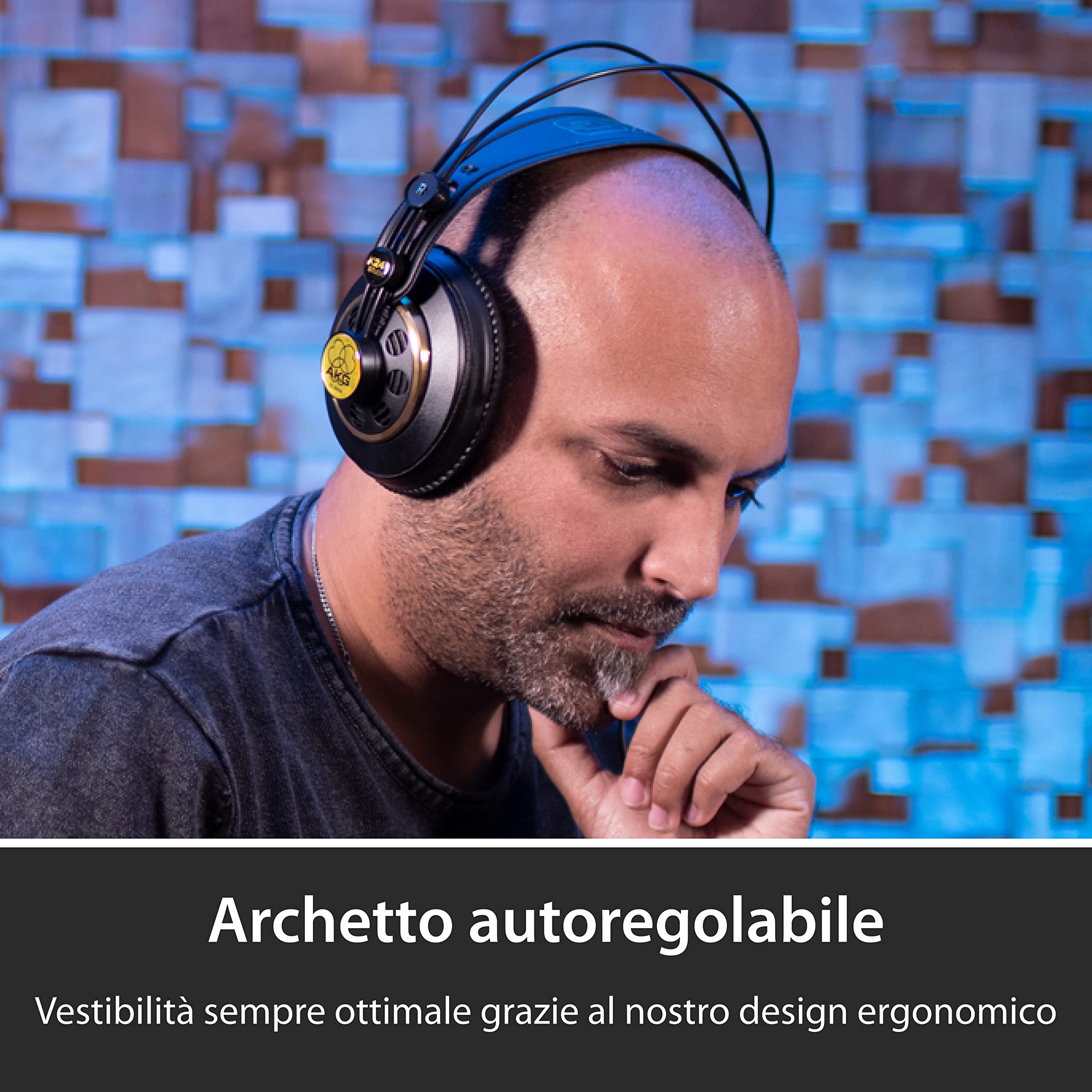 AKG K240 Studio Professional Semi-Open, Cuffie Over-Ear, design ad alte prestazioni, adattatori da 3,5 mm e 1/4", archetto autoregolante - Nero e Oro