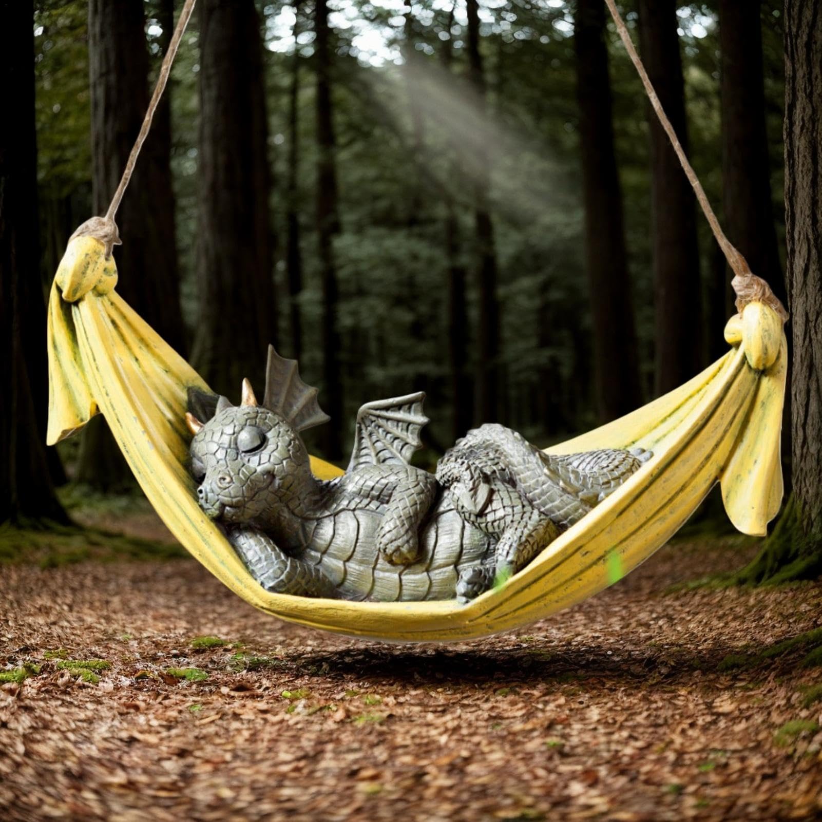 Schlafender Drache Figur, Hängematten-Drachenstatue, Kunstharz-Drachen-Art- , Drachen-Gartenornament, lustig, kreativ, bezaubernd, wasserdicht,