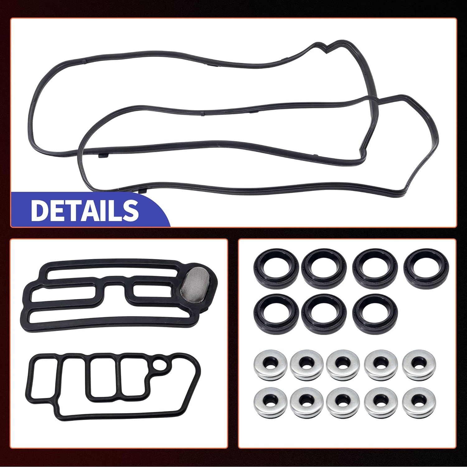 HiSport Engine Valve Cover Gasket Set - Compatible with Acura MDX RDX RL TL TSX ZDX Compatible with Honda Accord Crosstour Odyssey Pilot Ridgeline 3.5L 3.7L 2005-2018 - Replace VS50773R