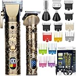 Timmer de barbe,Clippers professionnels pour cheveux T-Blade avec LED Display,Trimmer Zero Gapped sans fil pour homme,Type-C rechargeable,Raguage multifonctionnel,Kit de coupe de cheveux pour salon et maison