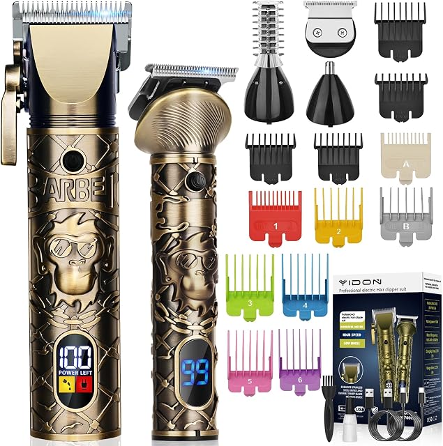 Timmer de barbe,Clippers professionnels pour cheveux T-Blade avec LED Display,Trimmer Zero Gapped sans fil pour homme,Type-C rechargeable,Raguage multifonctionnel,Kit de coupe de cheveux pour salon et maison