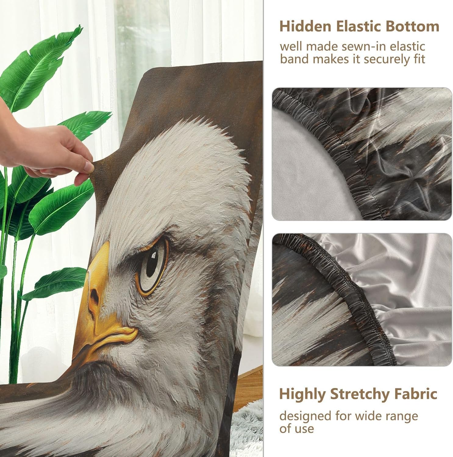 ALAZA Chair Covers for Dining Room, Eagles Head Oil Painting Stretch Chair Cover Sets Chair Protector Removable Washable for Ktichen Restaurant Hotel