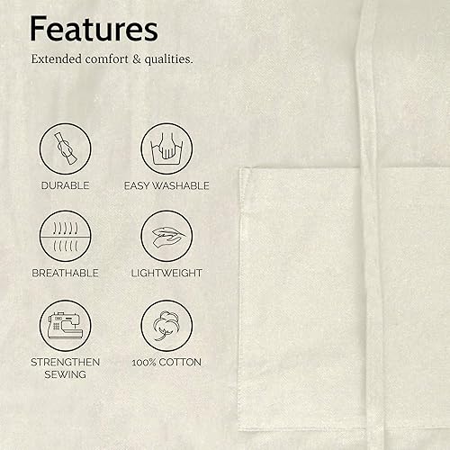 Miniatura 9 de RAJRANG - Delantal de camarera de algodón puro, paquete de 5 delantales cortos con 3 bolsillos, color azul marino, Negro -