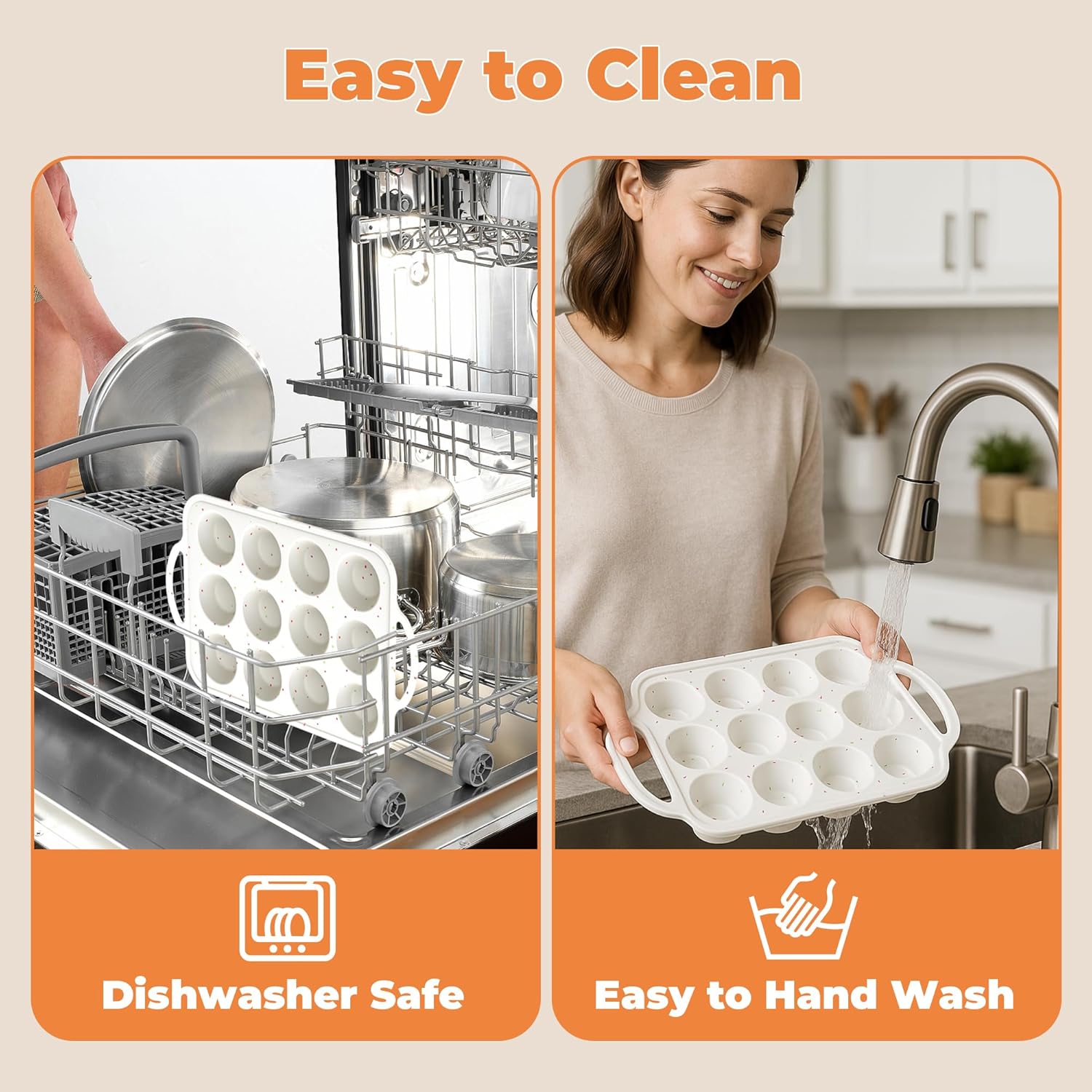 2Pack Silicone Muffin Pan For Baking With Metal Reinforced Frame, 12 Cup Regular Size Nonstick Cupcake Pan, BPA Free Silicone Muffin Tray, Cupcake Baking Pan Molds for Oven - Image 6