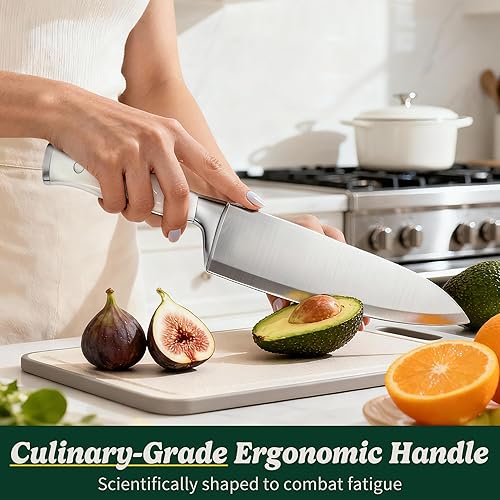 Miniatura 8 de Juego de cuchillos, 15 piezas de cocina de acero inoxidable de alto carbono de alta calidad con bloque de cuchillos, mango forjado ergonómico triple