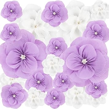 VAIPI 20 Pcs Large Tissue Paper Flowers Giant Paper Flowers Decorations for Wall 24 12 8 Crepe Handcrafted Flower for Wedding Baby Shower Birthday Party Wall Backdrop Decor Purple