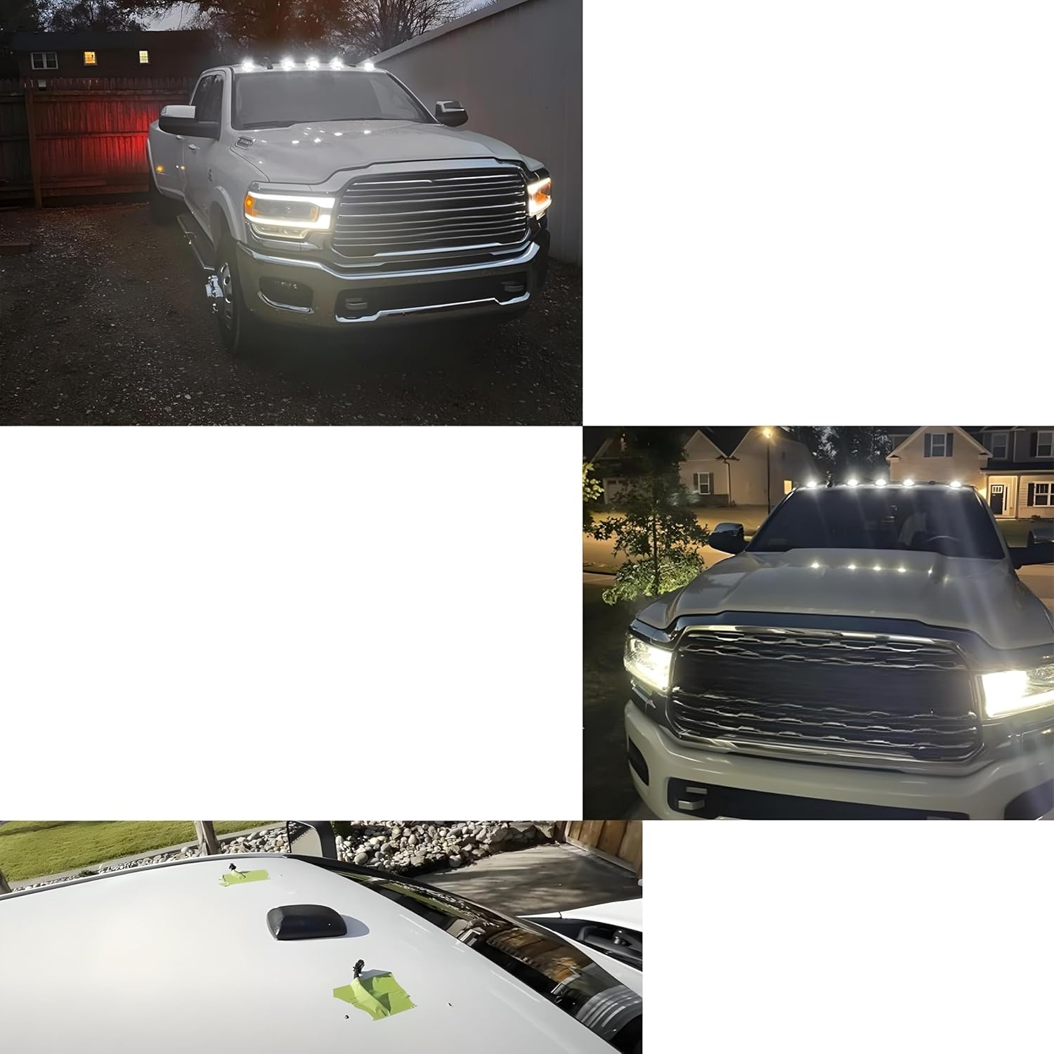 iJDMTOY Black-Out Smoked Lens Xenon White Full LED Clearance Cab Roof Light Kit Compatible With Dodge 2019-up RAM 1500 2500 3500, Also Universal Fit For Other Trucks