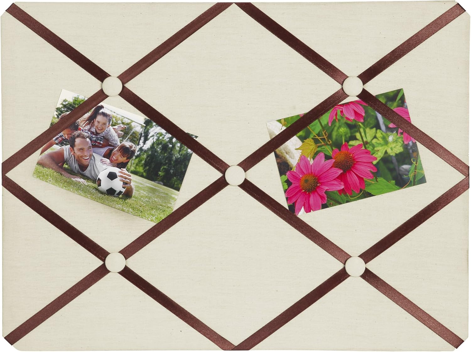 Breeze Point Fabric Memo & Photo Bulletin Board with Ribbons, 23.75" x 15.75", Off/White: Home & Kitchen