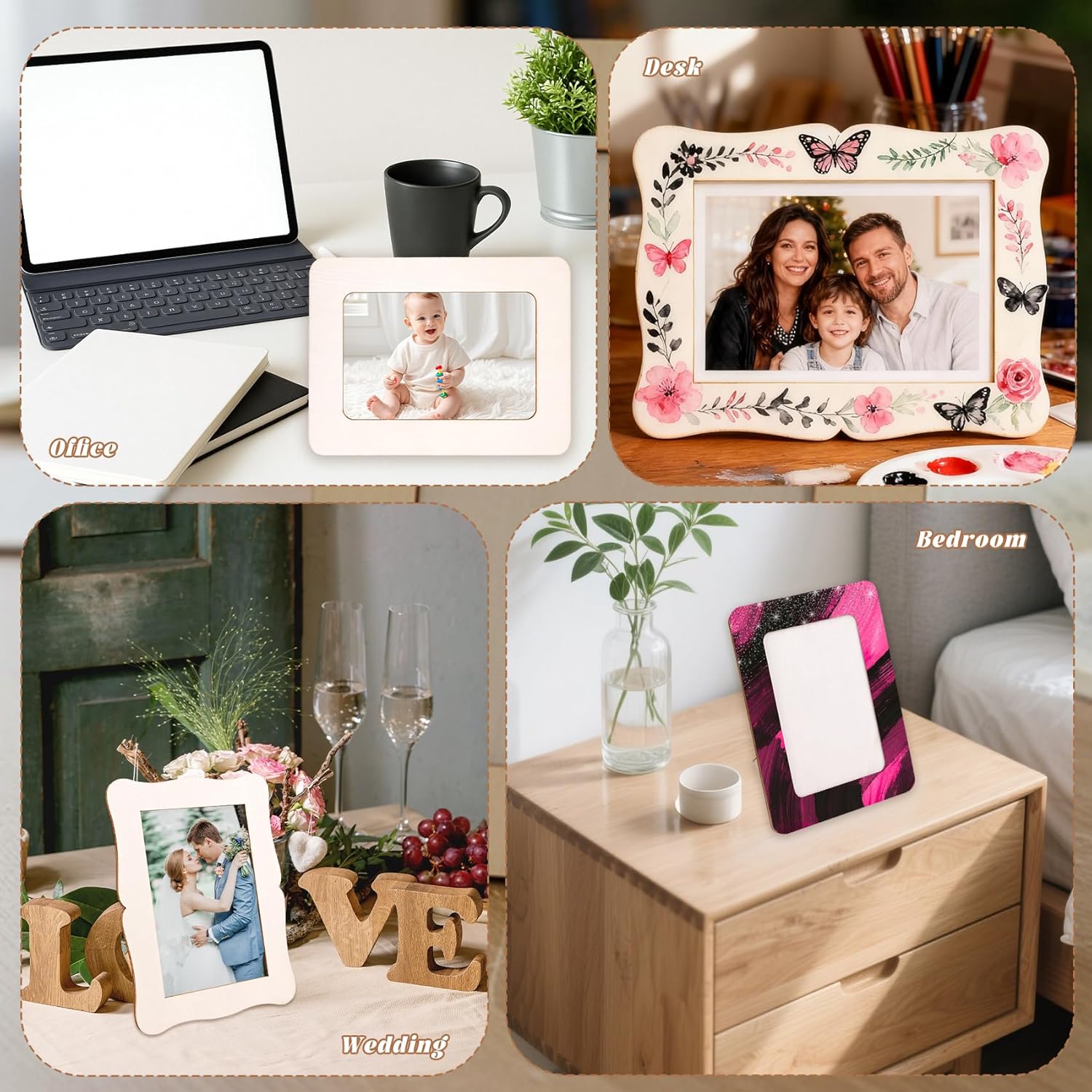 2 Styles Unfinished Wood Frames 4x6-18 Pcs Unfinished Wooden Picture Frames, Standing DIY Craft Frames for Easter & Mother's Day Gifts