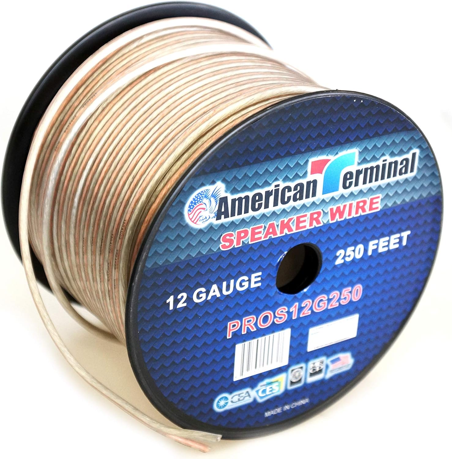 PROS12G250 250 ft. of 12 Gauge Pro Series Clear Speaker Wire