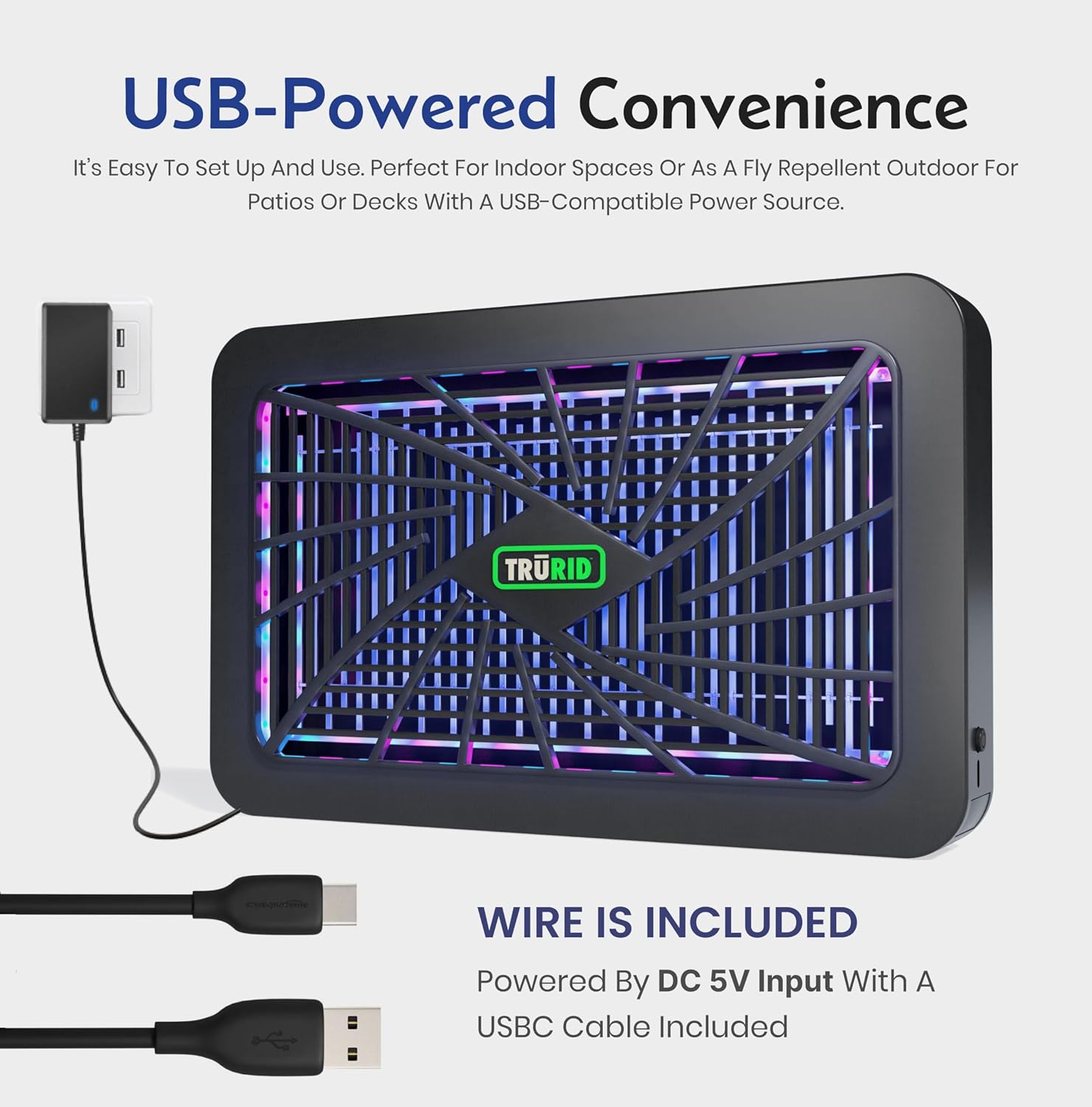 Bug Zapper Indoor Mosquito Killer Electric Fly Zapper Fly Traps (UV-A LED) Flying Insects Zapper