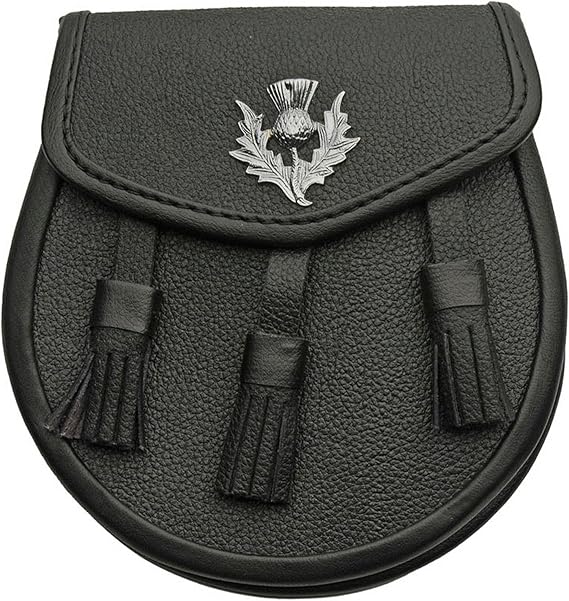 SZCO Leather Sporran, Black Medieval Pouch, Kilt Sporran