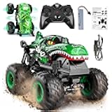 BEZGAR Monster Truck Toys - Remote Control Monster Truck with Light & Music, Dinosaur Toys for Kids, 1:20 Scale RC Truck with 360° Spins and Drifting, Remote Control Car for Boys 4-7