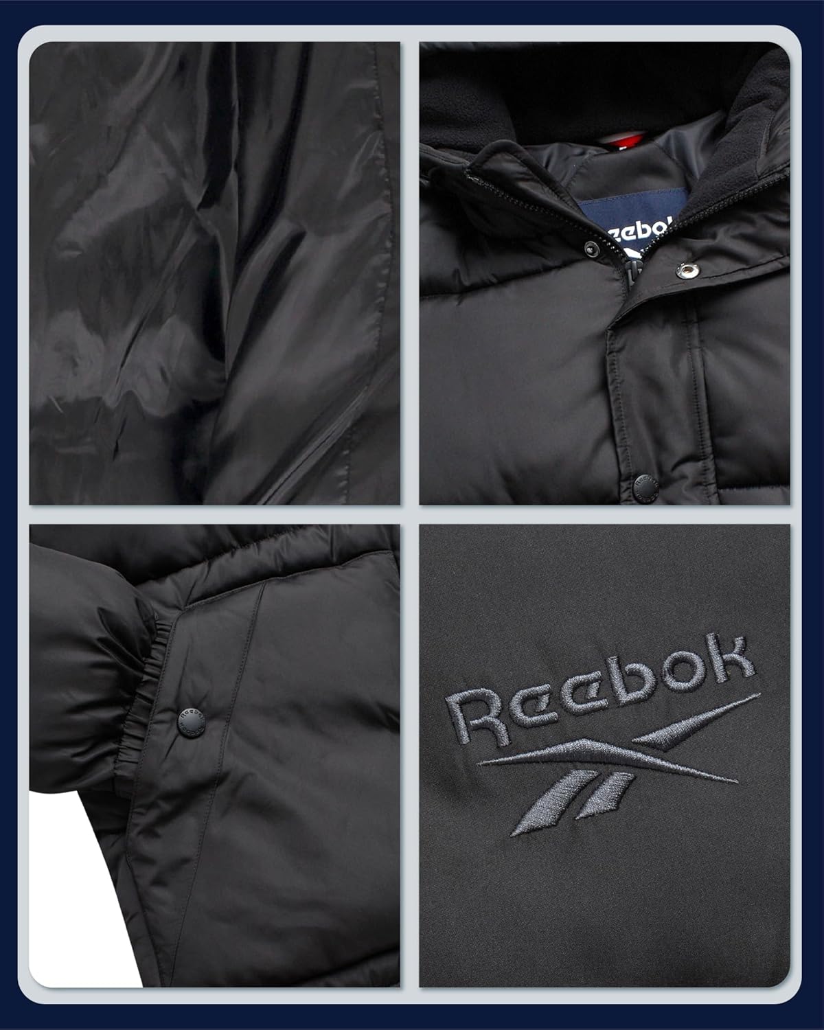 Reebok Mens Winter Jacket - Heavyweight Insulated Mens Winter Coat - Wind Water Resistant Quilted Puffer Jackets for Men - Image 3