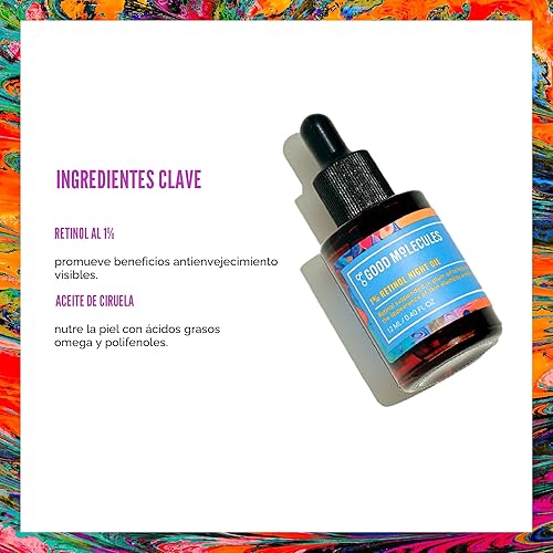 Vista 3 de Good Molecules Aceite nocturno de retinol al 1%, fórmula de aceite facial de retinol y rosa mosqueta para aspecto de líneas finas y arrugas